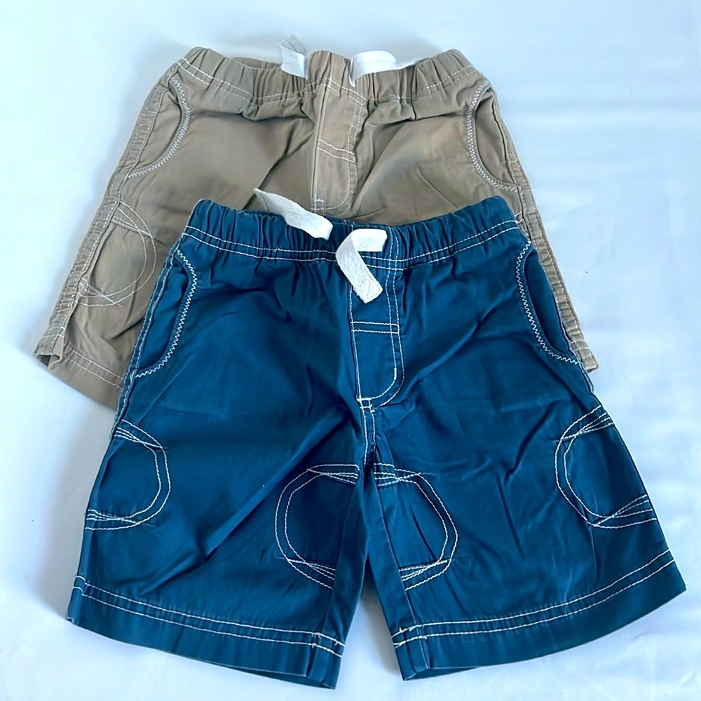 Two Hanna Anderson shorts beige and blue